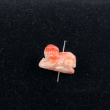 Carved Angel Skin Coral Monkey Pendant Bead