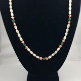 Jade, Coral & Mother of Pearl Necklace