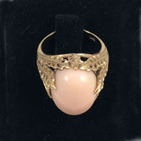 Angel Skin coral 14K gold ring vintage