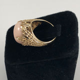 Pink coral vintage gold ring