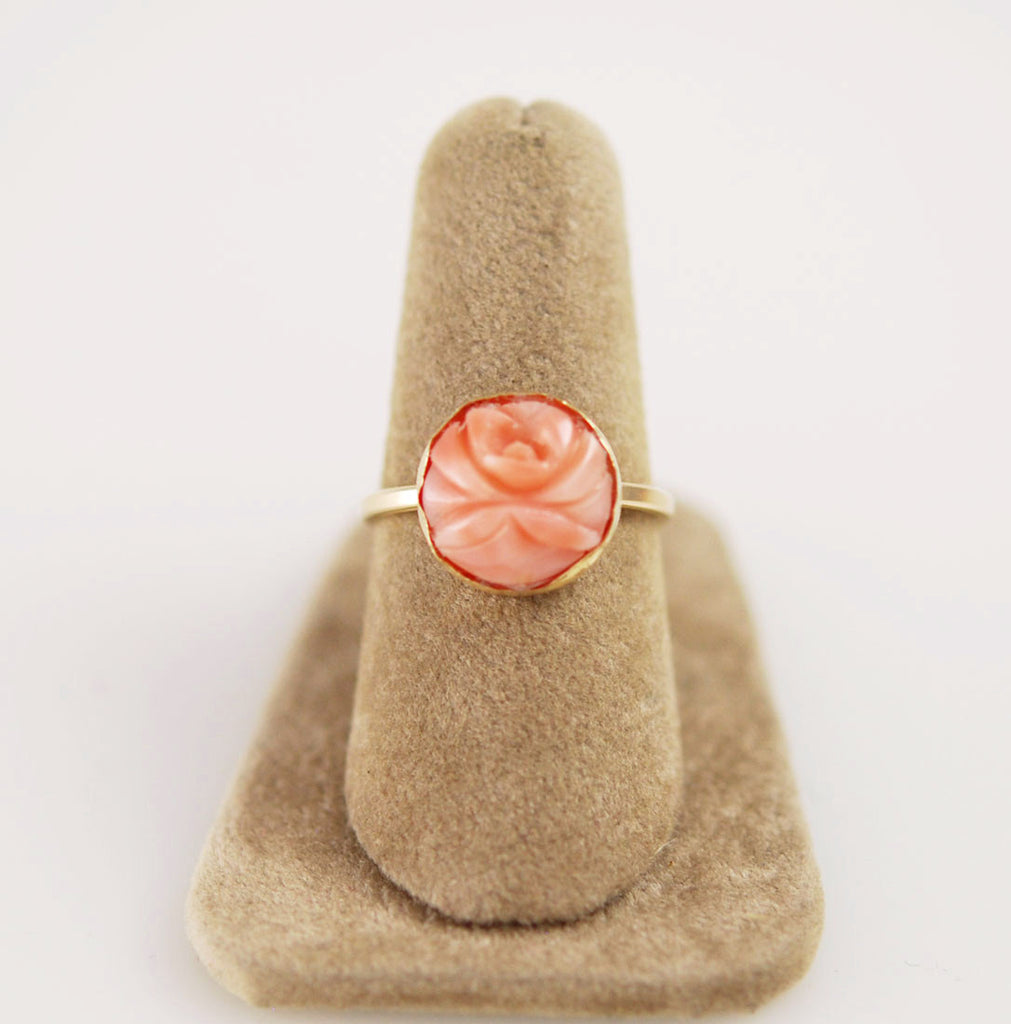 Pink Coral Gold Filled Ring