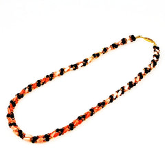 Pink Coral and Black Onyx Twist Necklace Gold Vermeil Clasp Vintage