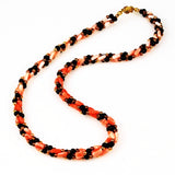 Pink Coral and Black Onyx Twist Necklace