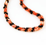 Vintage Pink Coral and Black Onyx Twist Necklace