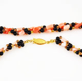 Pink Coral and Black Onyx Twist Necklace Gold Vermeil Clasp 