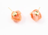 Back of Pink Carved Coral Earrings 14Kt Gold Posts