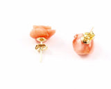back of Pink Carved Coral Earrings 14Kt Gold Posts