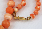 Antique Victorian Salmon Pink Coral Necklace Gold Stick clasp