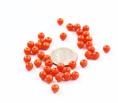 Orange Faux Coral Glass 5mm Round Beads - Vintage (12)