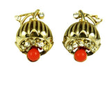 Coro Coral Rhinestone Earrings
