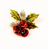 Coro Holly Bells Brooch Vintage Floral Holiday