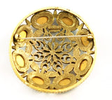 Back of Large CoroCraft Gold & Colorful Stone Brooch