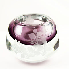 Mireau Etched Crystal Bowl Vase Signed Coyle