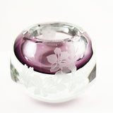Purple Etched Crystal Bowl Floral