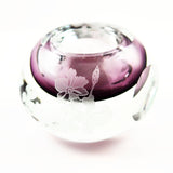 Purple Etched Crystal Bowl Floral