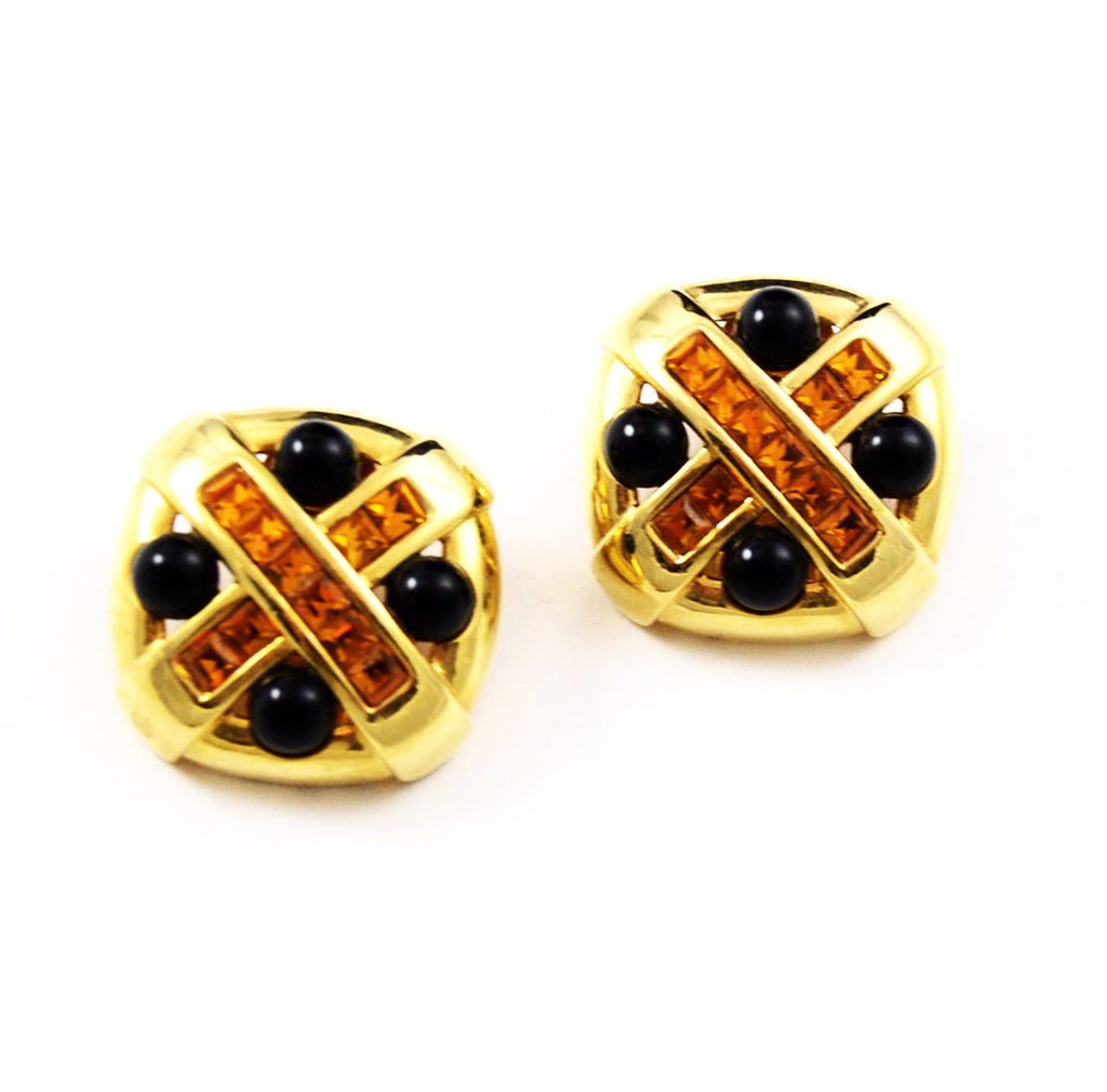 Craft Large Rhinestone Clip on Earrings Vintage