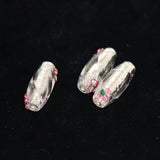 Silver Foil Oval Glass Beads 