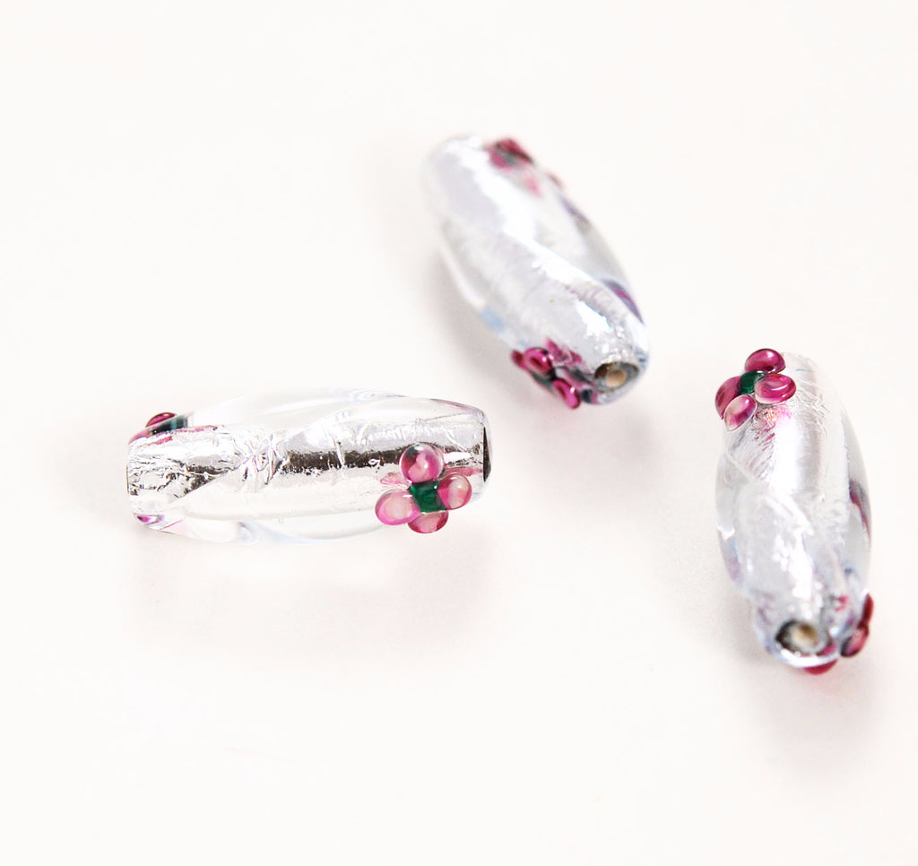 Clear Crystal Foil Oval Glass Beads 