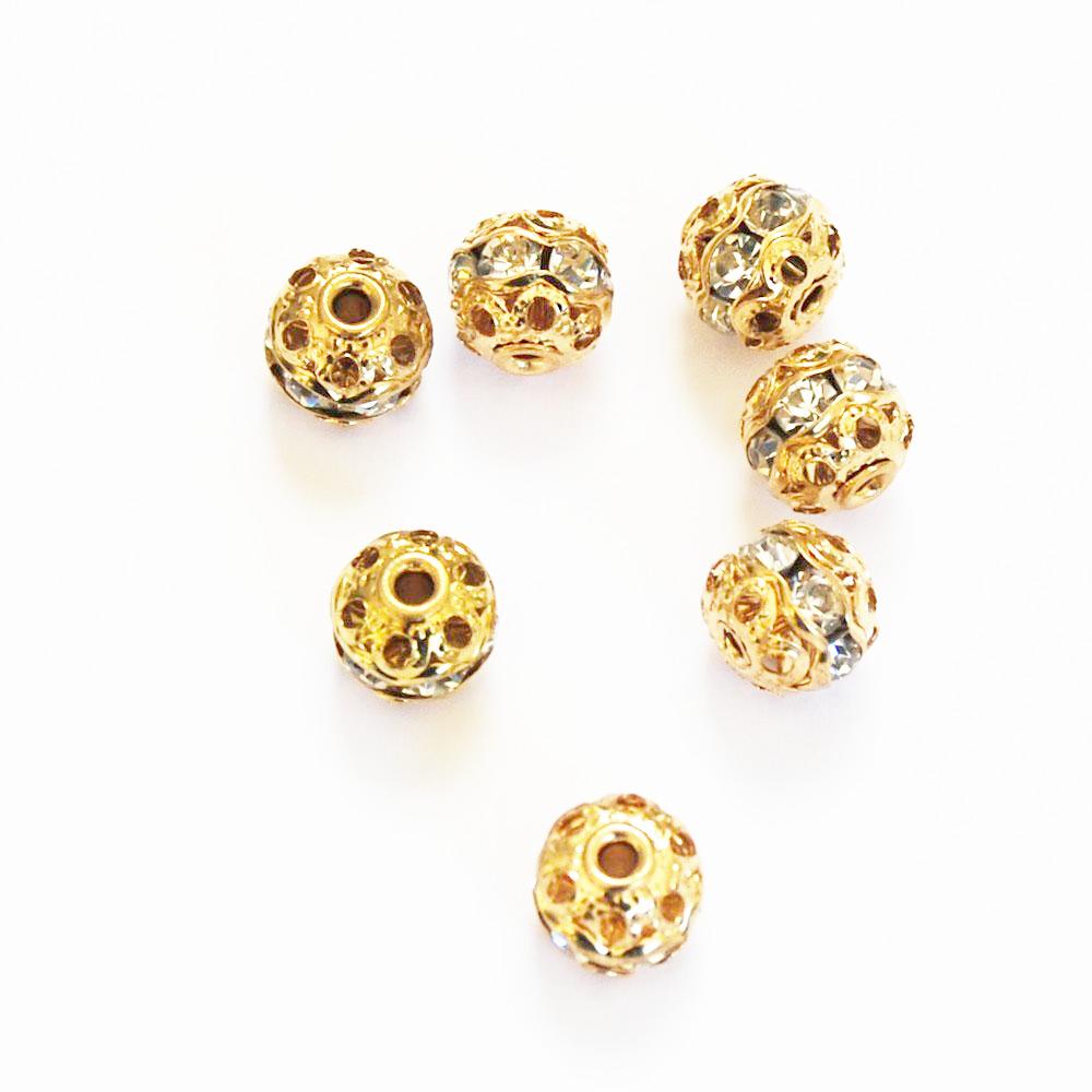 Gold Plated Crystal Rhinestone Beads