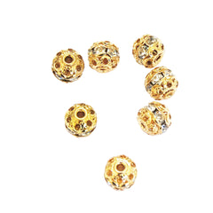 Gold Plated Crystal Rhinestone Beads (6)