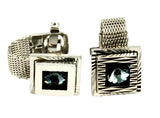 Light Blue Rhinestone Fold Over CuffLinks 1970's
