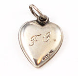 Initials FG on Back of Sterling Cupid Heart Charm 1940's