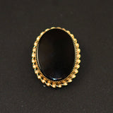 Victorian Revival Jet and Gold Mourning Pin Curtman