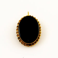 Victorian Revival Jet and Gold Mourning Pin - Pendant by Curtman