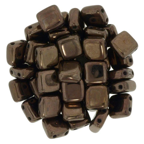 CzechMates 6mm Square Glass Beads Dark Bronze