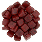 CzechMates 6mm Square Glass Beads Red Black Picasso