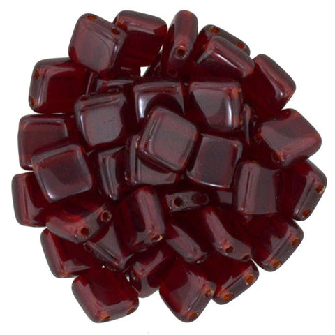 CzechMates 6mm Square Glass Beads Ruby