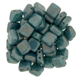 CzechMates 6mm Square Glass Beads Persian Turquoise Moon Dust