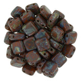 CzechMates 6mm Square Glass Beads Umber Picasso