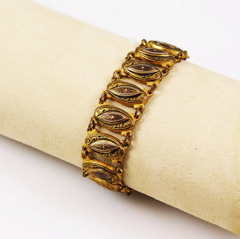 Spanish Damascene Gold Link Bracelet
