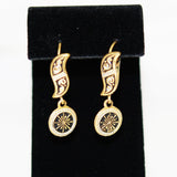 Damascene Gold Filled Earrings Vintage