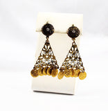 Spanish Damascene Gold Filled Earrings Vintage