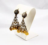 Spanish Damascene Gold Filled Earrings Vintage