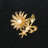 Gold Damascene Floral Brooch Spain