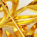 Gold Damascene Floral Brooch Spain Signature