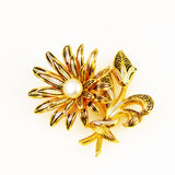 Gold Damascene Floral Brooch Spain