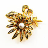 Damascene Floral Brooch From Spain