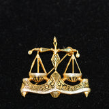 Damascene Scales of Justice Brooch Vintage