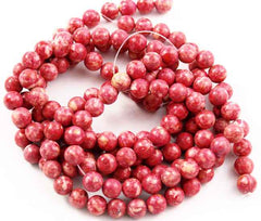 Dark Pink Fossil Gemstone Bead Strands