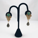 Dina Panagopoulos Designer Aventurine Clip On Earrings