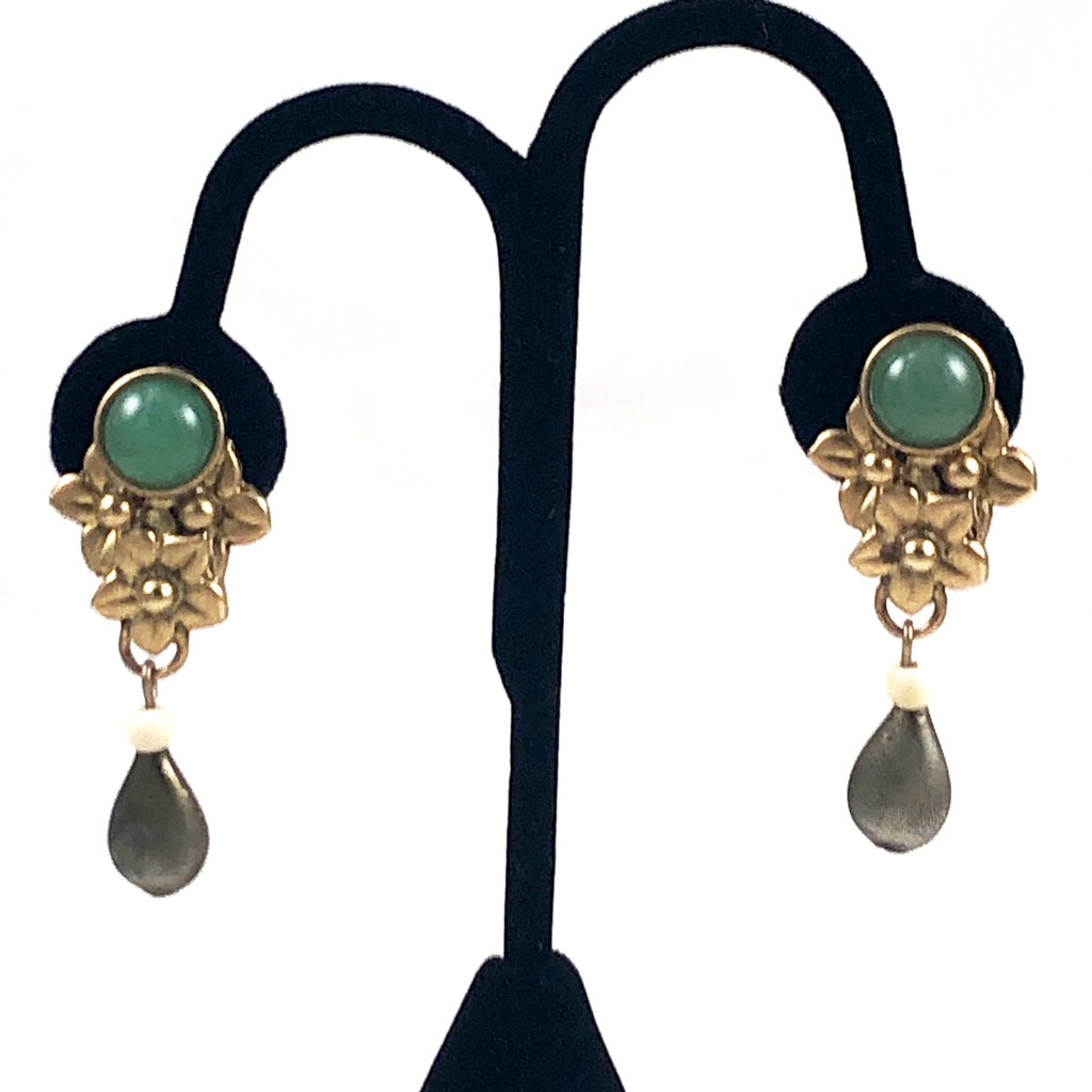 Dina Panagopoulos Designer Aventurine Clip On Earrings