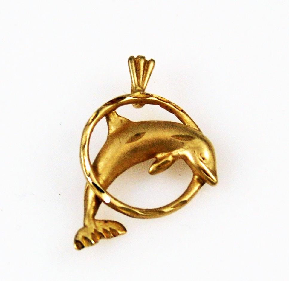 14K Gold Dolphin Pendant