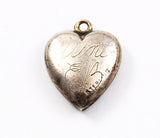 Back of Sterling Peace Dove Heart Charm Engraved