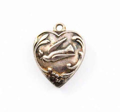 Sterling Peace Dove Heart Charm Engraved 1940's