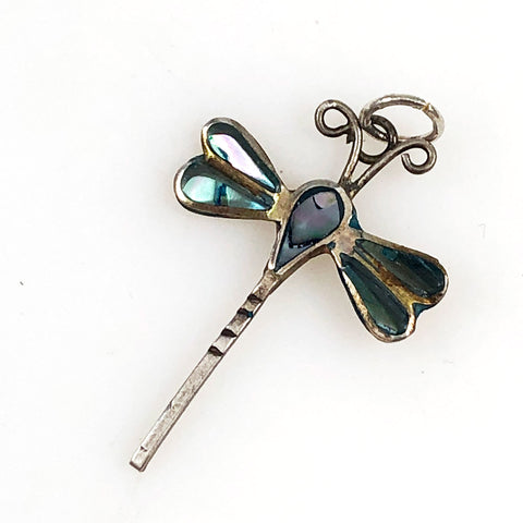 Sterling Abalone Dragonfly Pendant