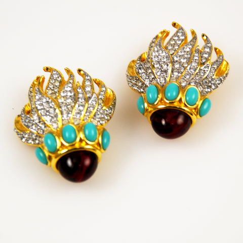 Elizabeth Taylor Eternal Flame Earrings Avon – Estate Beads Jewelry